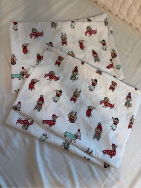 Cynthia Rowley Christmas Dachshund Dog Pillowcases Standard Set of 2 Holiday